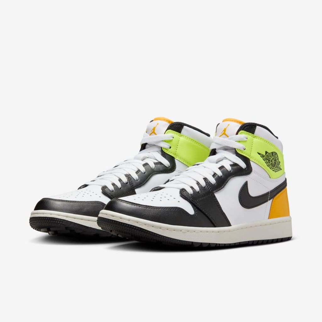Jordan 1 Retro High White Black Volt University Gold