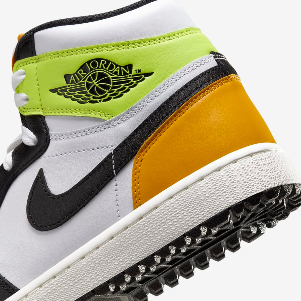 Jordan 1 Retro High White Black Volt University Gold