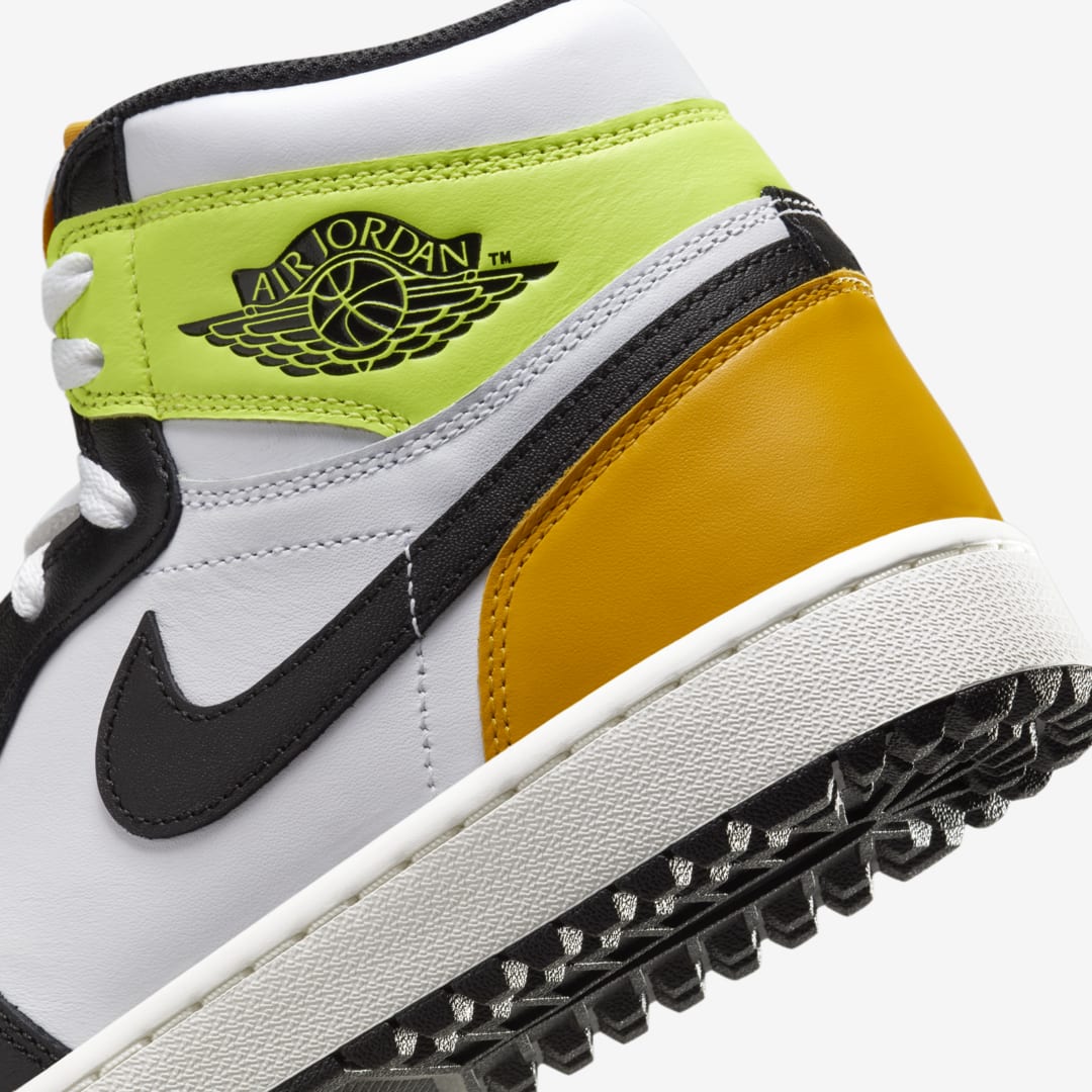 Jordan 1 Retro High White Black Volt University Gold