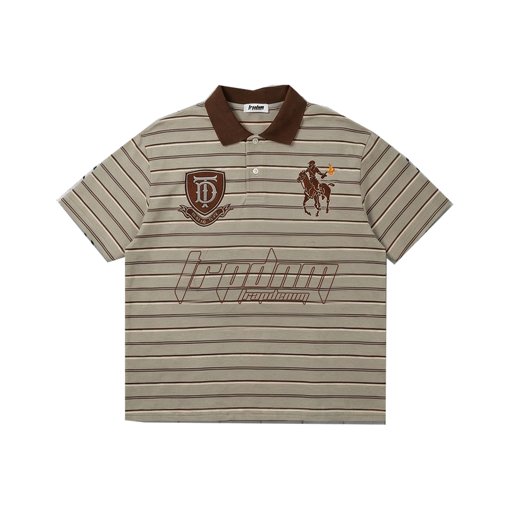 Embroidered Boxy Polo Brown